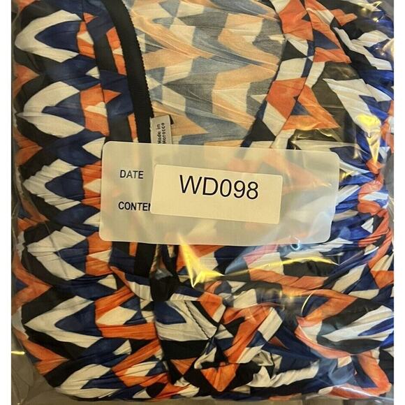 ZARA Wrap Dress Women’s Sz Small Oversized Blue Orange Geo Print Sheath Modern - Picture 6 of 6